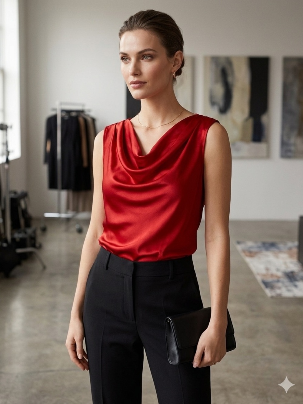 Ralph Lauren Red Satin Top